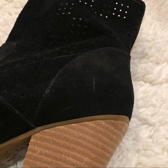 Enzo‎ Angiolini Gettup Laser Cut Black Leather Suede Ankle Heel Boots 7 - Picture 5 of 10